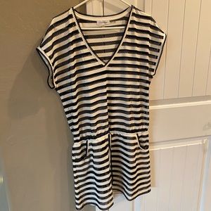 Calvin Klein BEACH POOL Bathing suit cover up - Black/white Netted- Medium